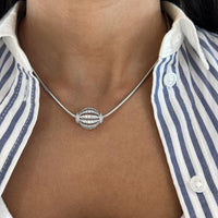 Birdcage Diamond Rondel Pendant Necklace in 18K White Gold by Charles Krypell