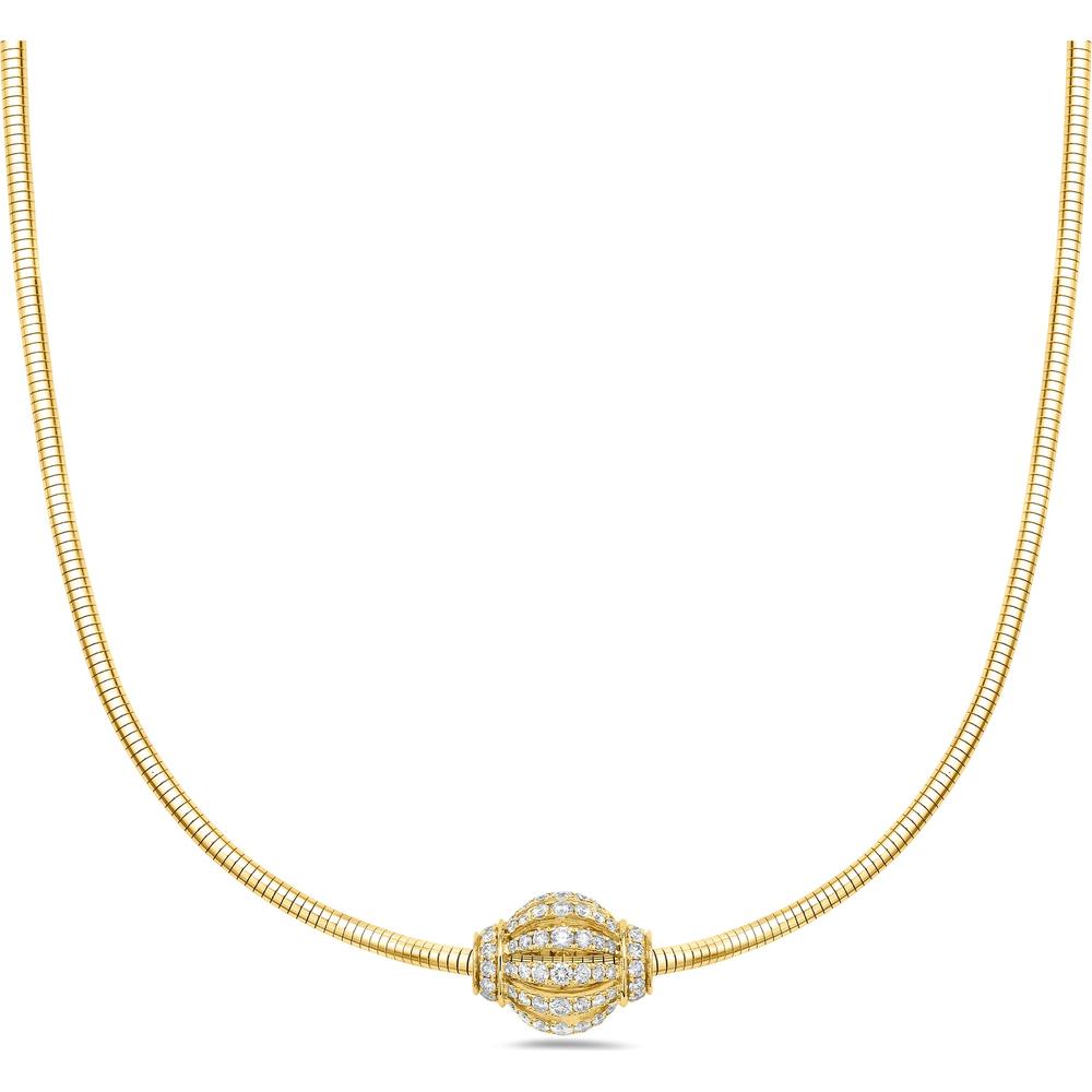 Birdcage Diamond Rondel Pendant Necklace in 18K Yellow Gold by Charles Krypell