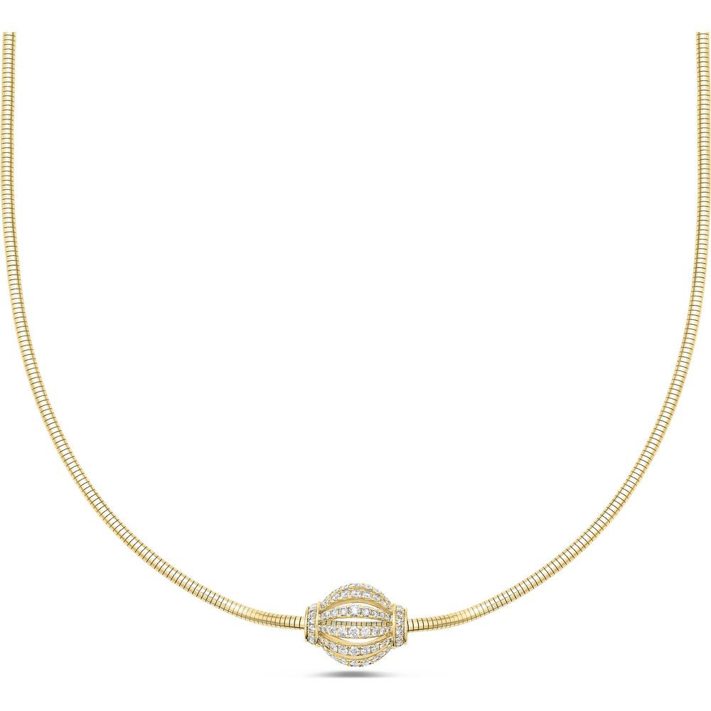 Birdcage Diamond Rondel Pendant Necklace in 18K Yellow Gold by Charles Krypell