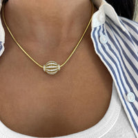 Birdcage Diamond Rondel Pendant Necklace in 18K Yellow Gold by Charles Krypell