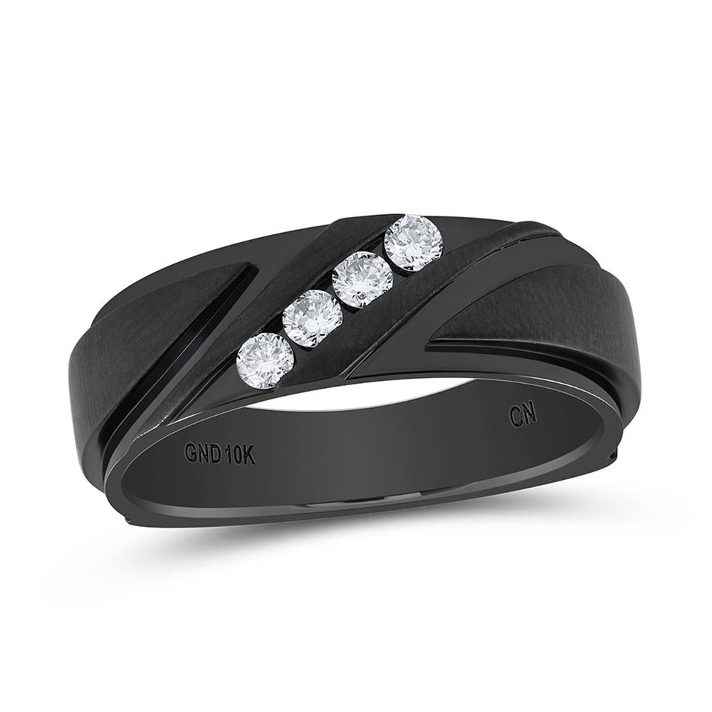 Black-Finished Gold Diamond Band Ring - 1/4 Carat Total Diamond Weight