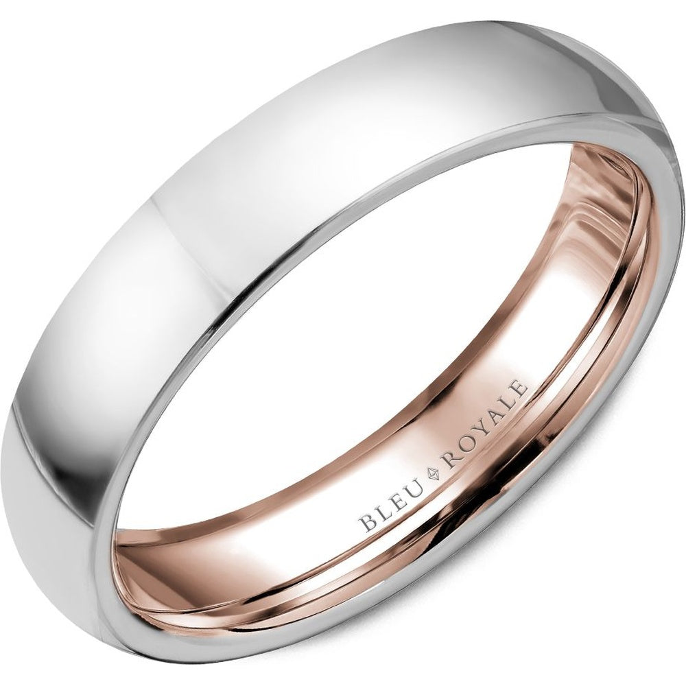 Bleu Royale Men's Wedding Band - 14K White Gold and Rose Gold with High Polish Finish - 5mm Width from the Legacy Collection