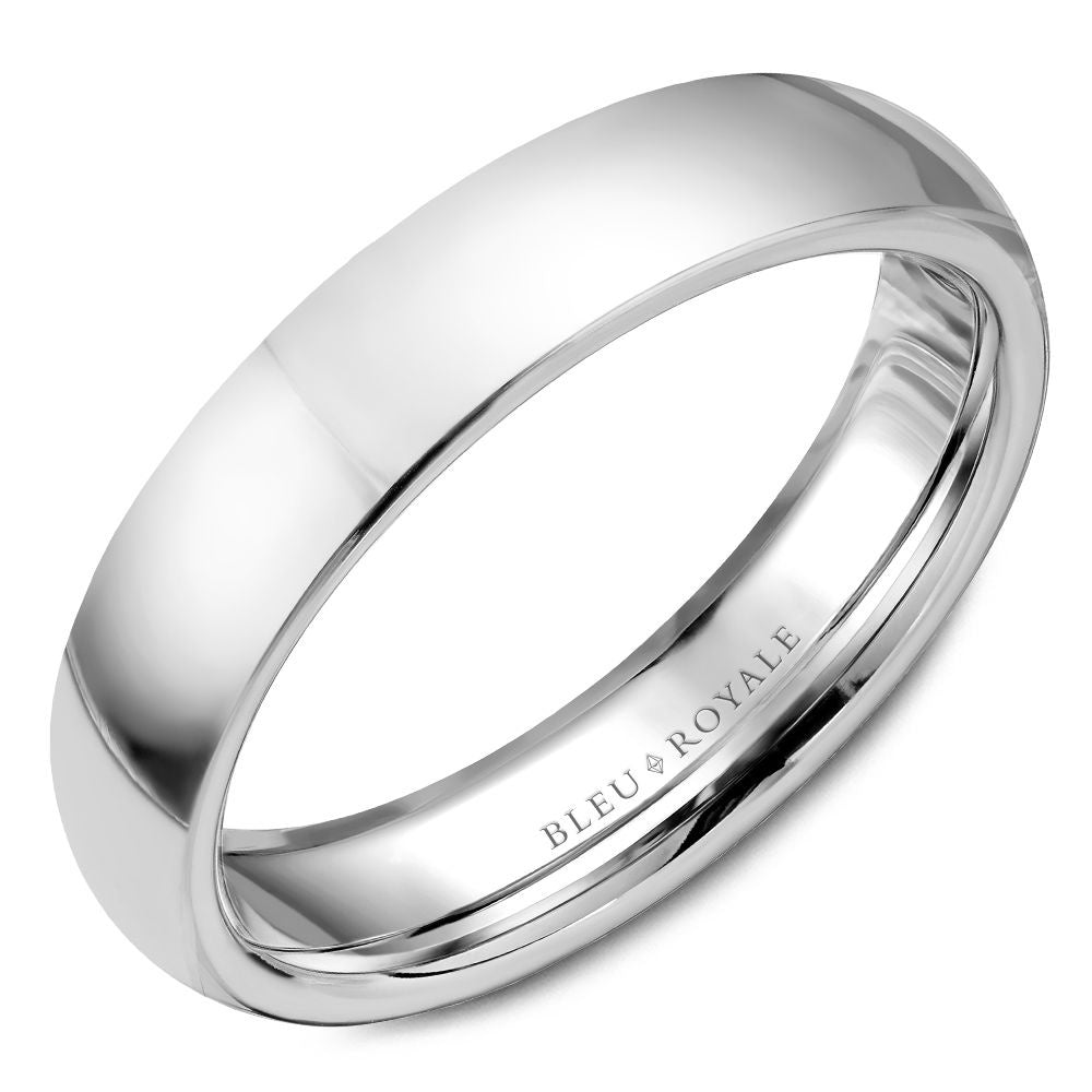 Bleu Royale Men's Wedding Band - 14K White Gold High Polish - 5mm Width from the Legacy Collection
