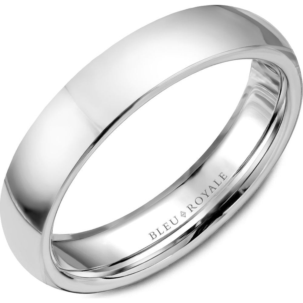 Bleu Royale Men's Wedding Band - 14K White Gold High Polish Comfort Fit - 5mm Width from the Legacy Collection
