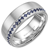 Bleu Royale Men's Wedding Band - 14K White Gold with Channel Set Round Blue Sapphires- 0.95 Carat Total Sapphire Weight - 8.5mm Width from the Diamond Collection