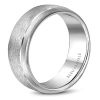 Bleu Royale Men's Wedding Band - 14K White Gold with Diamond Brushed and Sandpaper Finish - 7.5mm Width from the Legacy Collection