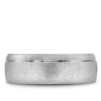 Bleu Royale Men's Wedding Band - 14K White Gold with Diamond Brushed and Sandpaper Finish - 7.5mm Width from the Legacy Collection