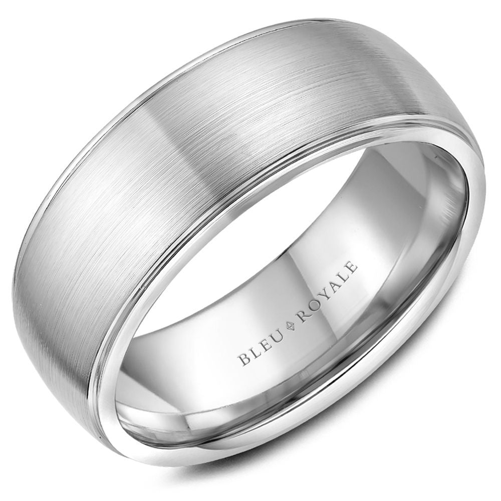 Bleu Royale Men's Wedding Band - 14K White Gold with Satin Finish and High Polish Edges - 8.5mm Width from the Legacy Collection