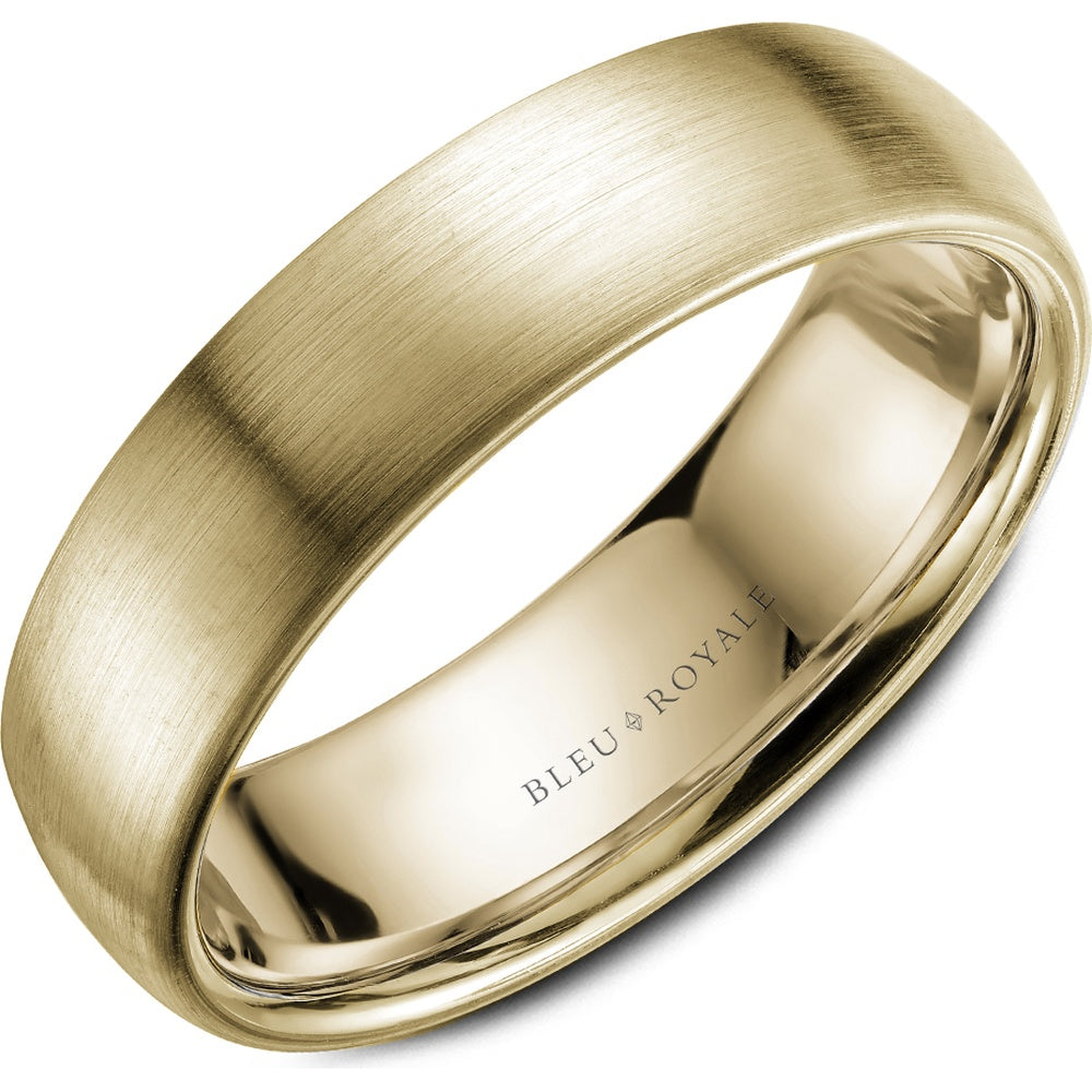 Bleu Royale Men's Wedding Band - 14K Yellow Gold with Sandpaper Finish - 5mm Width from the Legacy Collection