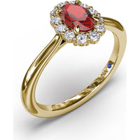Blooming Halo Oval Ruby and Diamond Ring by Fana - 0.85 Carat Total Gemstone Weight