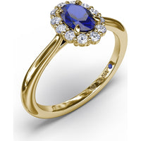 Blooming Halo Ring with Oval Sapphire and Round Diamonds by Fana - 0.85 Carat Total Gemstone Weight