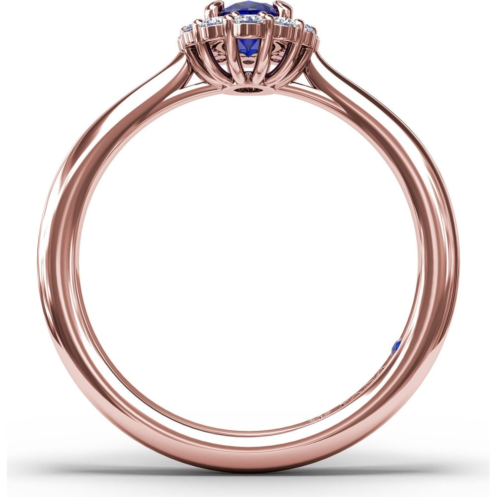 Blooming Halo Ring with Oval Sapphire and Round Diamonds by Fana - 0.85 Carat Total Gemstone Weight