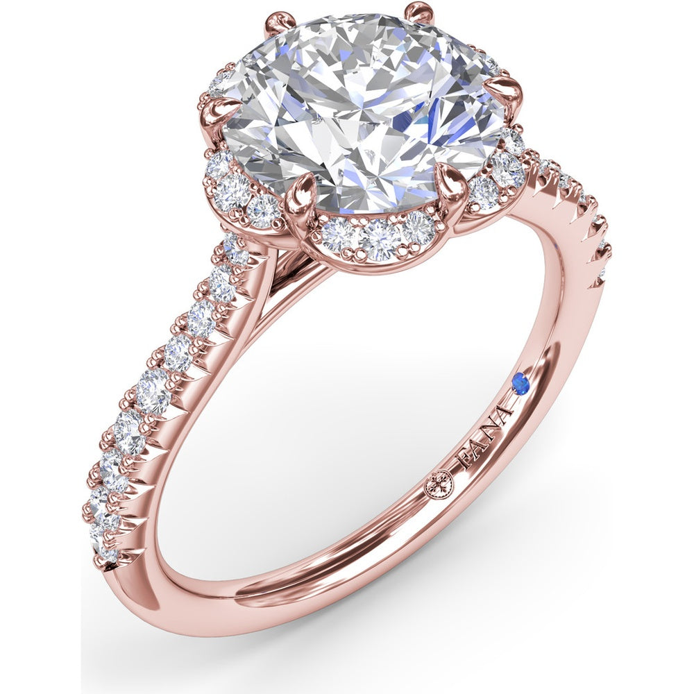 Blossoming Halo Engagement Ring Setting with Pavé Diamond Band by Fana - 0.32 Carat Total Diamond Weight
