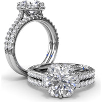 Blossoming Halo Engagement Ring Setting with Pavé Diamond Band by Fana - 0.32 Carat Total Diamond Weight