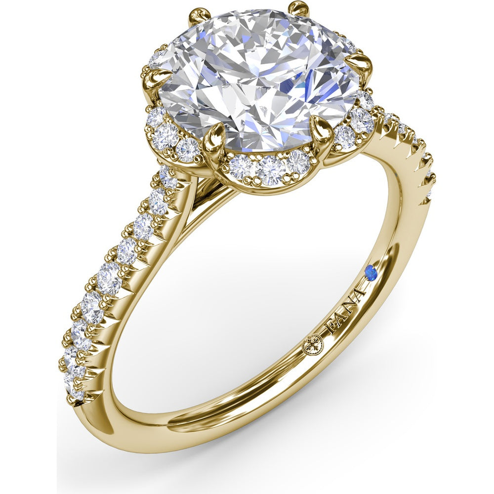 Blossoming Halo Engagement Ring Setting with Pavé Diamond Band by Fana - 0.32 Carat Total Diamond Weight