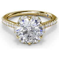 Blossoming Halo Engagement Ring Setting with Pavé Diamond Band by Fana - 0.32 Carat Total Diamond Weight