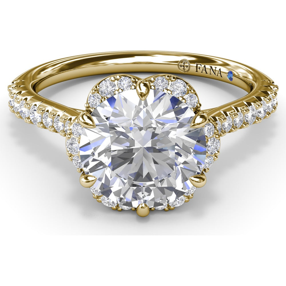 Blossoming Halo Engagement Ring Setting with Pavé Diamond Band by Fana - 0.32 Carat Total Diamond Weight