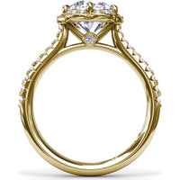 Blossoming Halo Engagement Ring Setting with Pavé Diamond Band by Fana - 0.32 Carat Total Diamond Weight