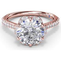 Blossoming Halo Engagement Ring Setting with Pavé Diamond Band by Fana - 0.32 Carat Total Diamond Weight