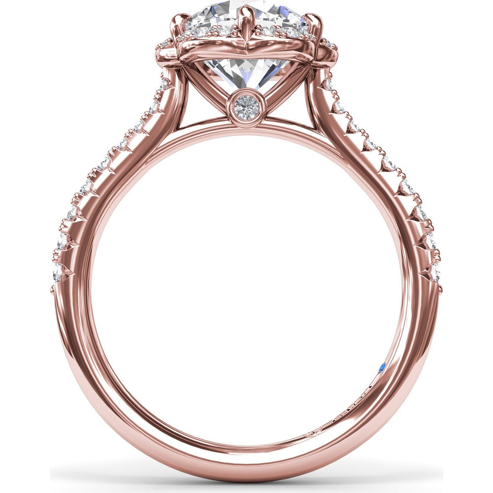 Blossoming Halo Engagement Ring Setting with Pavé Diamond Band by Fana - 0.32 Carat Total Diamond Weight