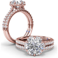 Blossoming Halo Engagement Ring Setting with Pavé Diamond Band by Fana - 0.32 Carat Total Diamond Weight