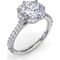 Blossoming Halo Engagement Ring Setting with Pavé Diamond Band by Fana - 0.32 Carat Total Diamond Weight