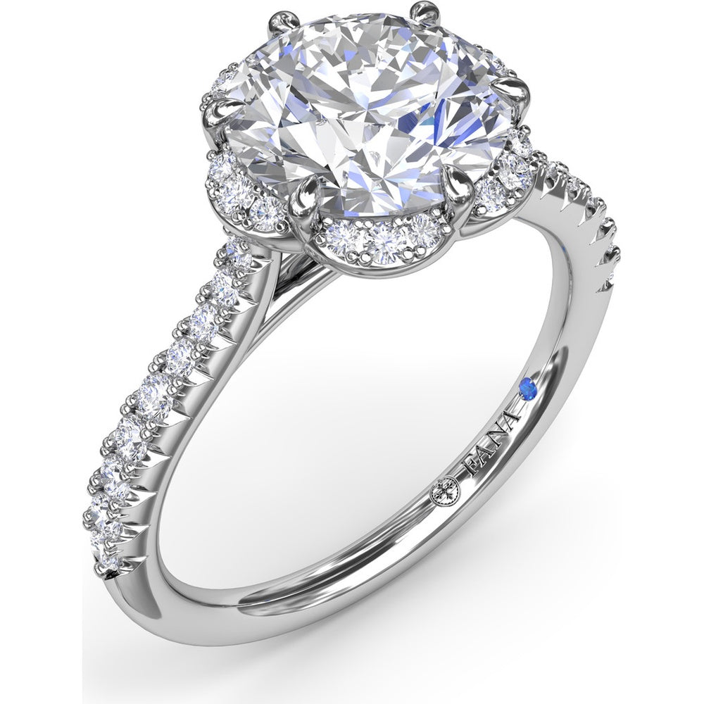 Blossoming Halo Engagement Ring Setting with Pavé Diamond Band by Fana - 0.32 Carat Total Diamond Weight