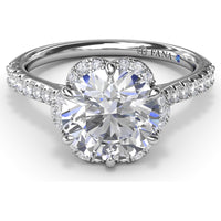Blossoming Halo Engagement Ring Setting with Pavé Diamond Band by Fana - 0.32 Carat Total Diamond Weight