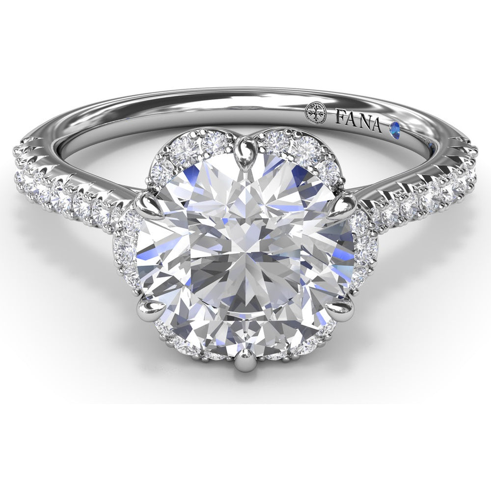 Blossoming Halo Engagement Ring Setting with Pavé Diamond Band by Fana - 0.32 Carat Total Diamond Weight