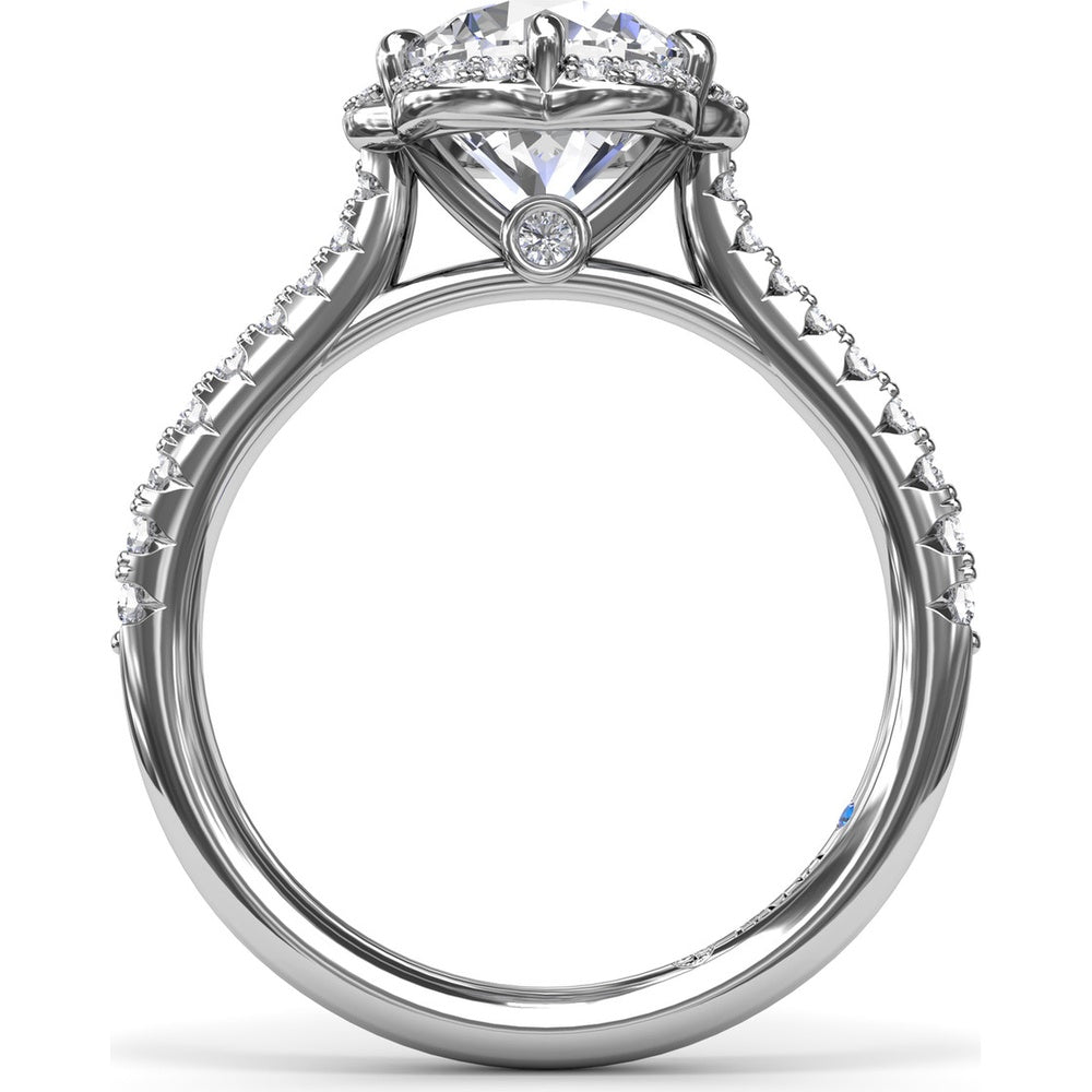 Blossoming Halo Engagement Ring Setting with Pavé Diamond Band by Fana - 0.32 Carat Total Diamond Weight