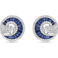 Blue Sapphire and Diamond Nautilus Earrings in 18K White Gold by Charles Krypell