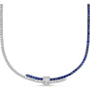Blue Sapphire and Diamond Signature Pull Necklace in 18K White Gold by Charles Krypell