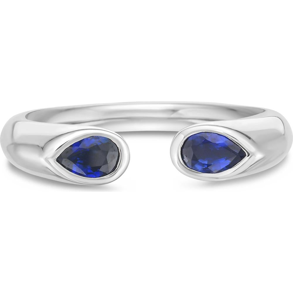 Blue Sapphire Reflection Ring in 18K White Gold by Charles Krypell