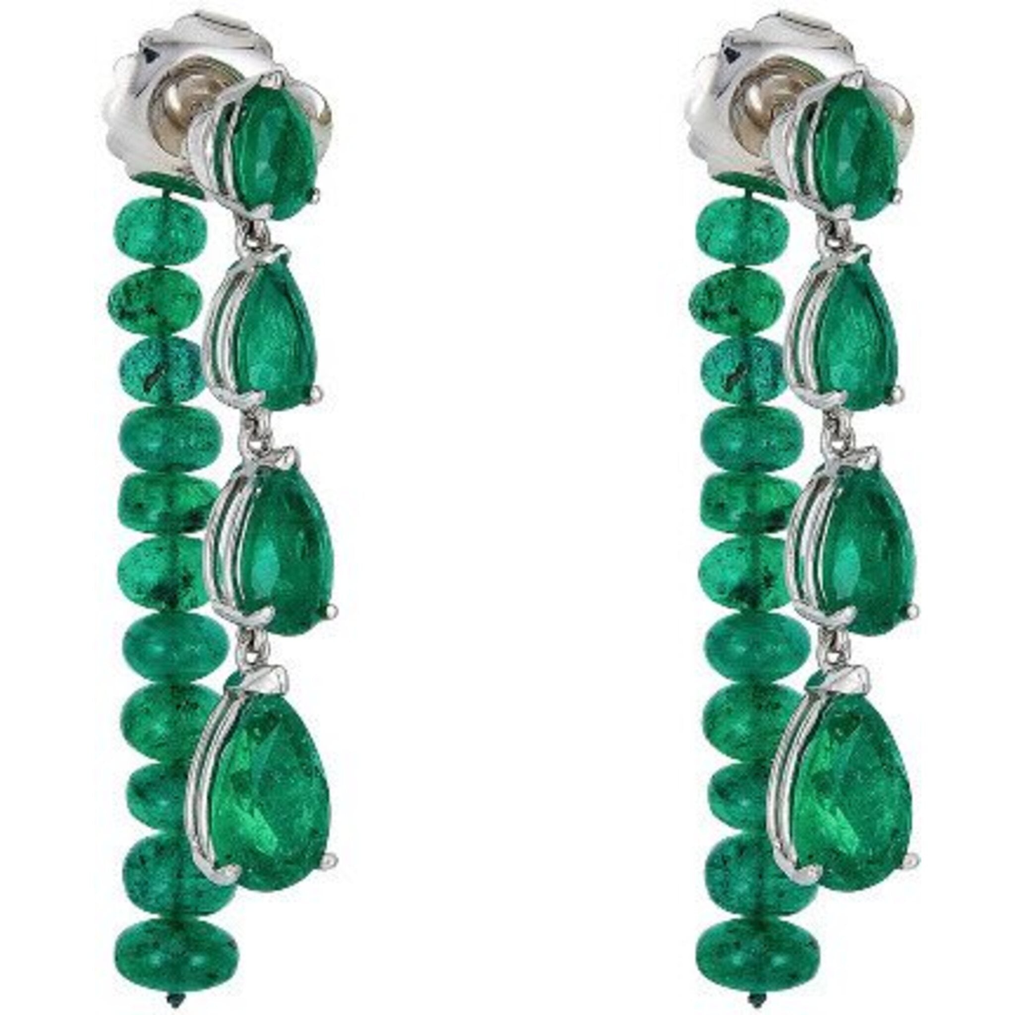 BLUE SAPPHIRE And EMERALD Uncut Gemstone Beaded Earrings : 8.05gms Nat –  Saksham Gems