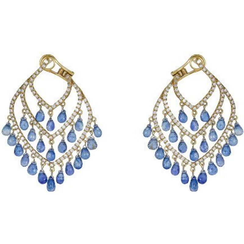 Piranesi - Bohemian Briollete Earrings in Blue Sapphire - 18K Yellow Gold