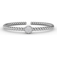 Bold Beaded Bangle with Round Diamond Pavé Cluster by Fana - 0.32 Carat Total Diamond Weight