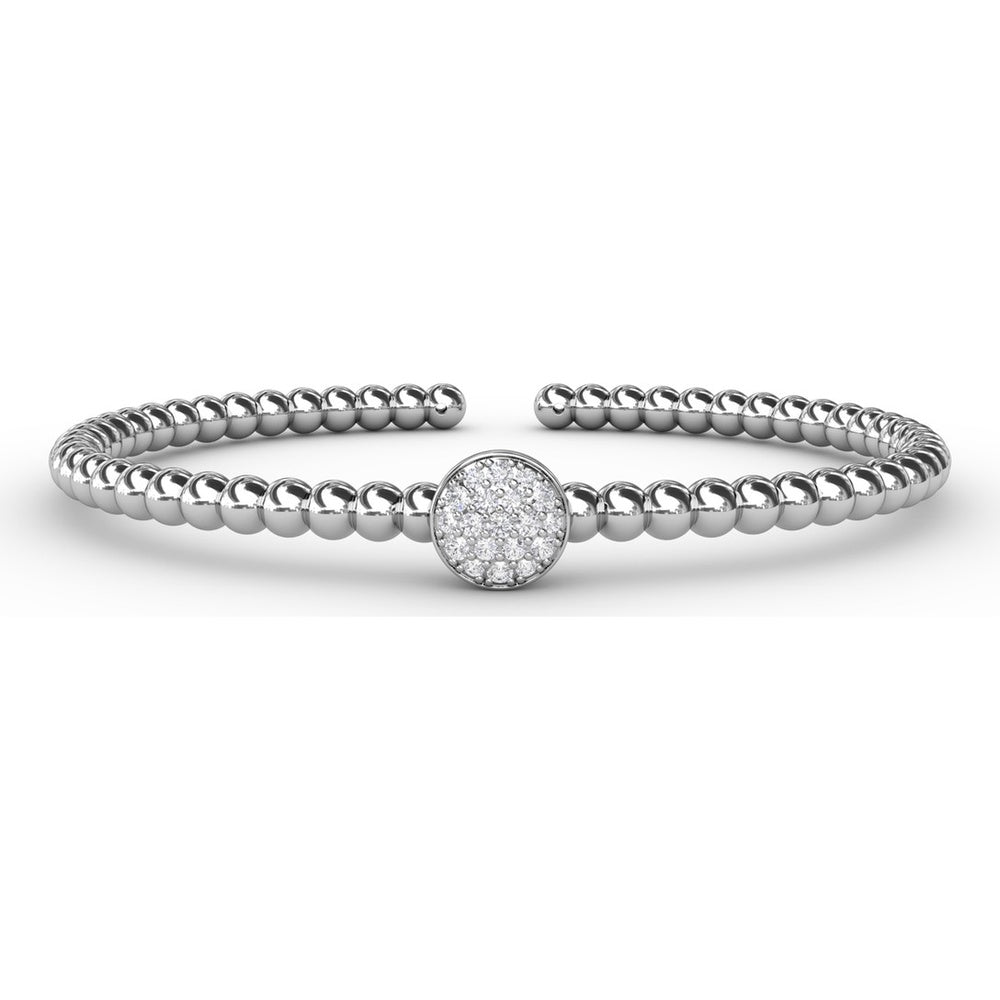 Bold Beaded Bangle with Round Diamond Pavé Cluster by Fana - 0.32 Carat Total Diamond Weight