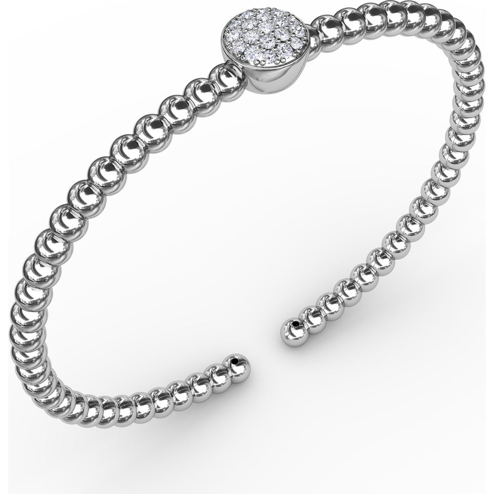 Bold Beaded Bangle with Round Diamond Pavé Cluster by Fana - 0.32 Carat Total Diamond Weight