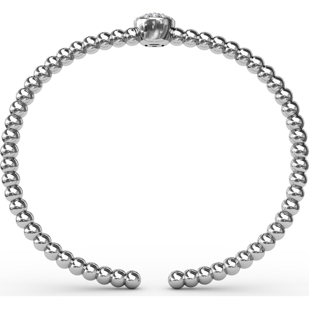 Bold Beaded Bangle with Round Diamond Pavé Cluster by Fana - 0.32 Carat Total Diamond Weight