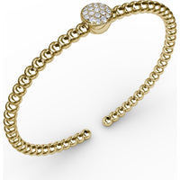 Bold Beaded Bangle with Round Diamond Pavé Cluster by Fana - 0.32 Carat Total Diamond Weight