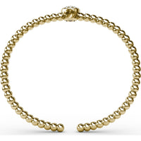 Bold Beaded Bangle with Round Diamond Pavé Cluster by Fana - 0.32 Carat Total Diamond Weight