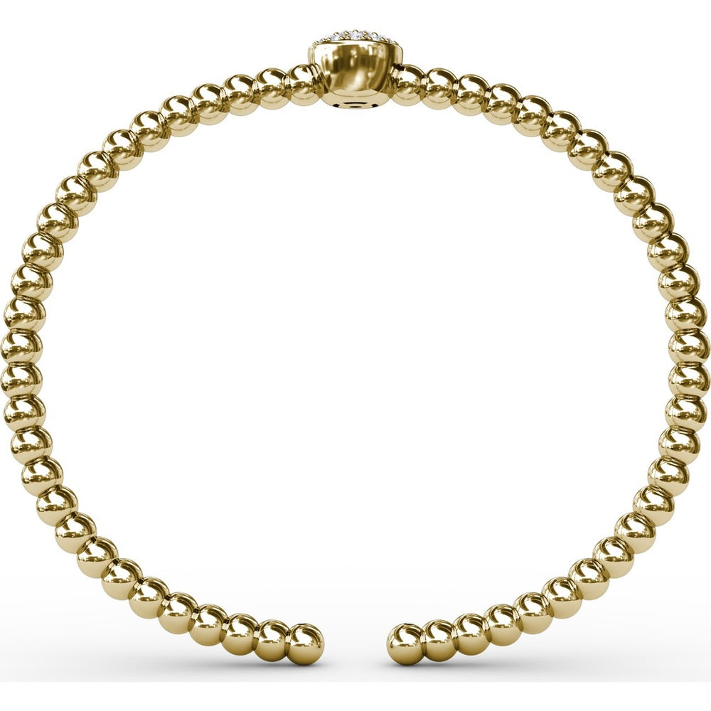 Bold Beaded Bangle with Round Diamond Pavé Cluster by Fana - 0.32 Carat Total Diamond Weight