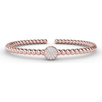 Bold Beaded Bangle with Round Diamond Pavé Cluster by Fana - 0.32 Carat Total Diamond Weight