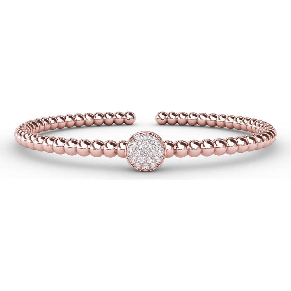 Bold Beaded Bangle with Round Diamond Pavé Cluster by Fana - 0.32 Carat Total Diamond Weight