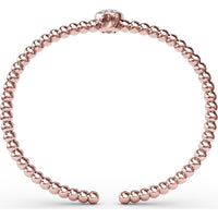 Bold Beaded Bangle with Round Diamond Pavé Cluster by Fana - 0.32 Carat Total Diamond Weight