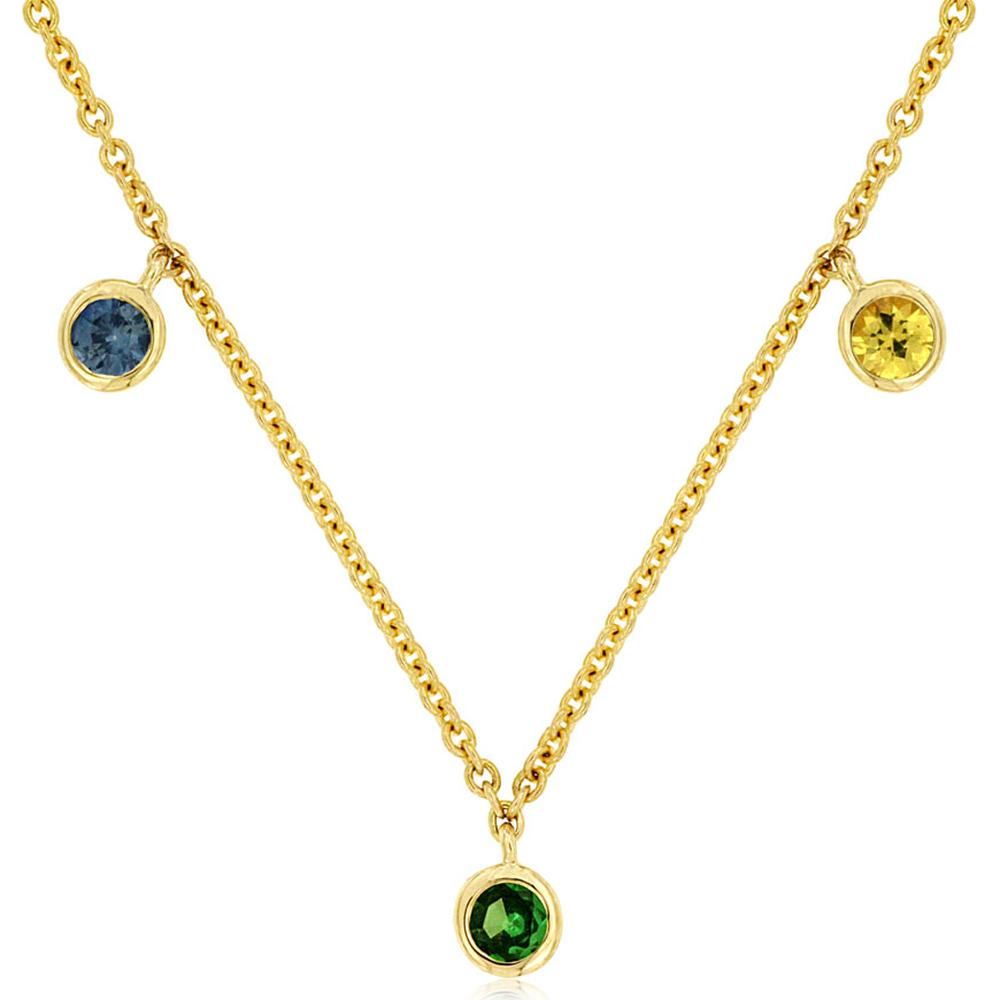 Brilliant Spectrum 14K Yellow Gold Mixed Sapphire Necklace