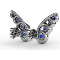 Butterfly Wing Sapphire and Diamond Halo Stud Earrings by Fana - 1.05 Carat Total Gemstone Weight