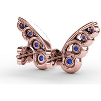 Butterfly Wing Sapphire and Diamond Halo Stud Earrings by Fana - 1.05 Carat Total Gemstone Weight
