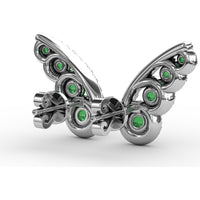 Butterfly Wing Stud Earrings with Pavé Diamonds and Round Emeralds by Fana - 0.93 Carat Total Gemstone Weight