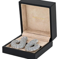 Bvlgari 18K White Gold Pave Round Cut Diamond Twist Earrings - 45 Carats Total Diamond Weight